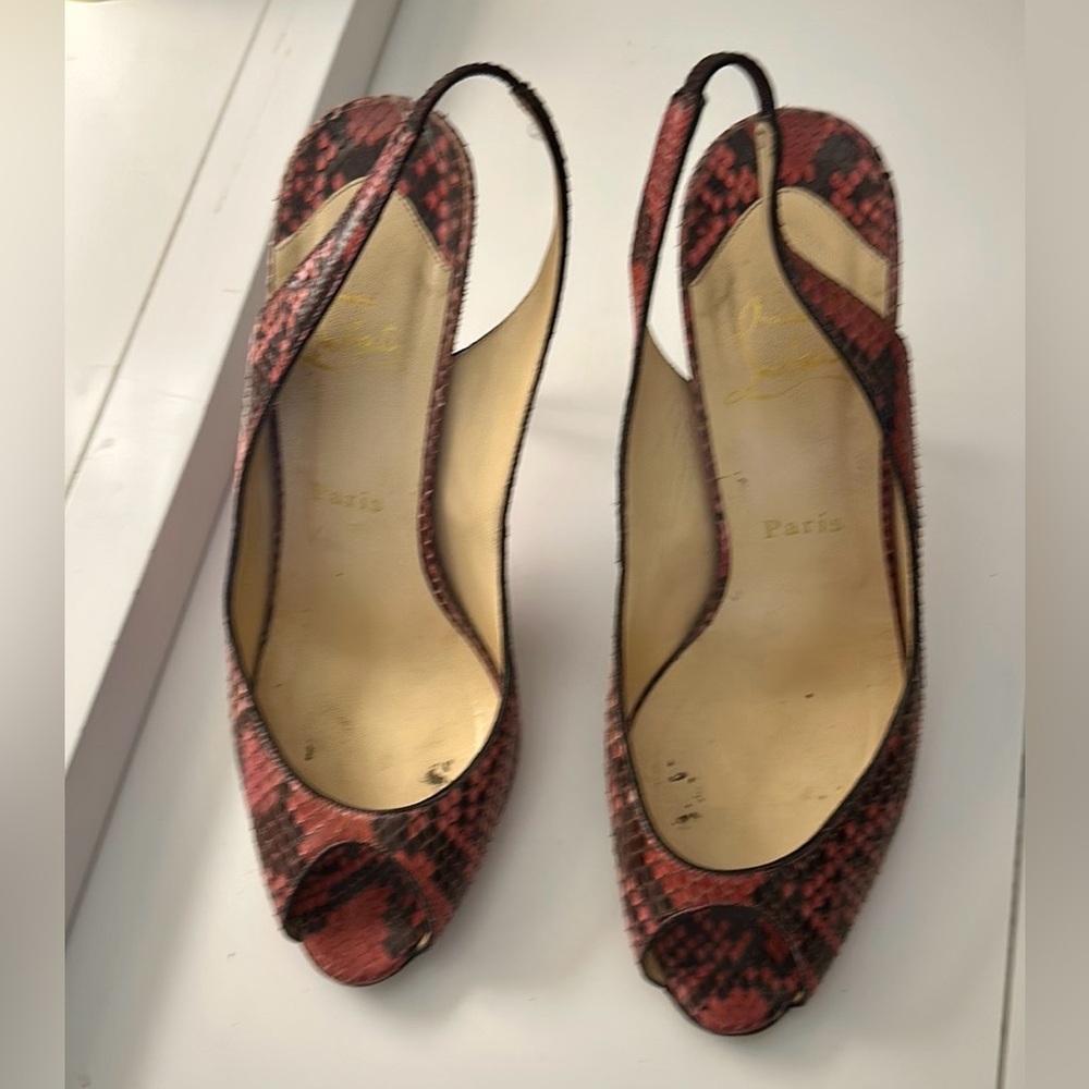 Christian Louboutin snake slingback pumps size 39.5